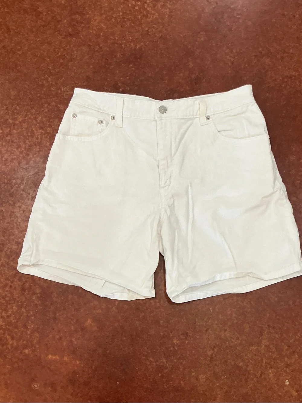 Levi's White Denim High-Rise Shorts